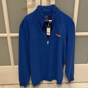 Vineyard Vines Men’s Quarter-Zip Shep Shirt-Kingfisher Blue -Small